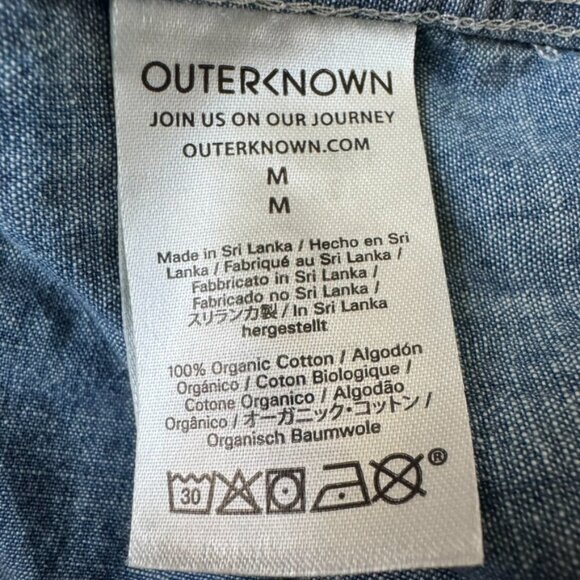 Outerknown Mens M Chambray Utility Shirt Button Front Denim Blue Long Sleeve Top - Picture 7 of 9